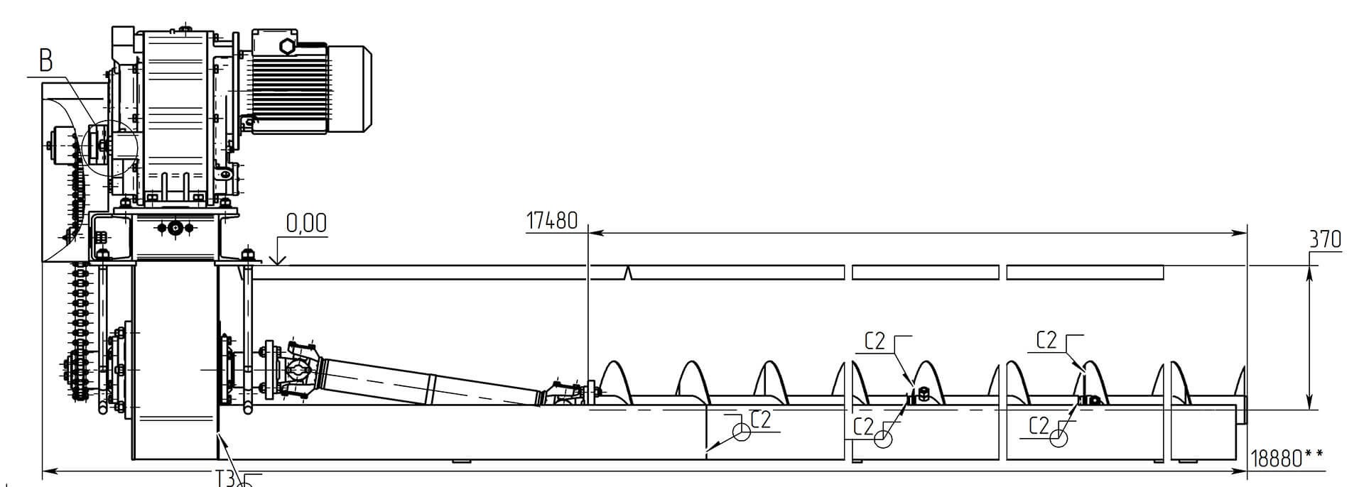 Схема транспортера шнекового ТШН-250