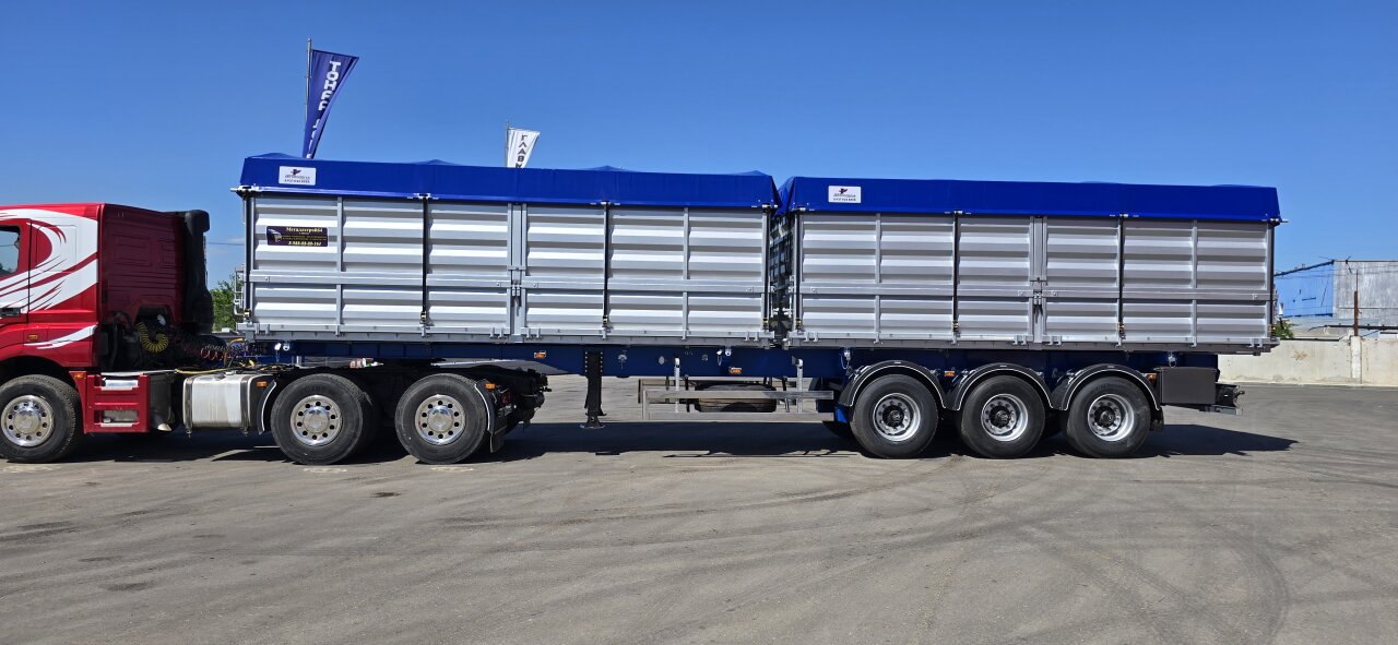 Полуприцеп самосвал с двумя самосвальными платформами  для перевозки зерна и комбикорма Металлстрой64 – KZA-3-1