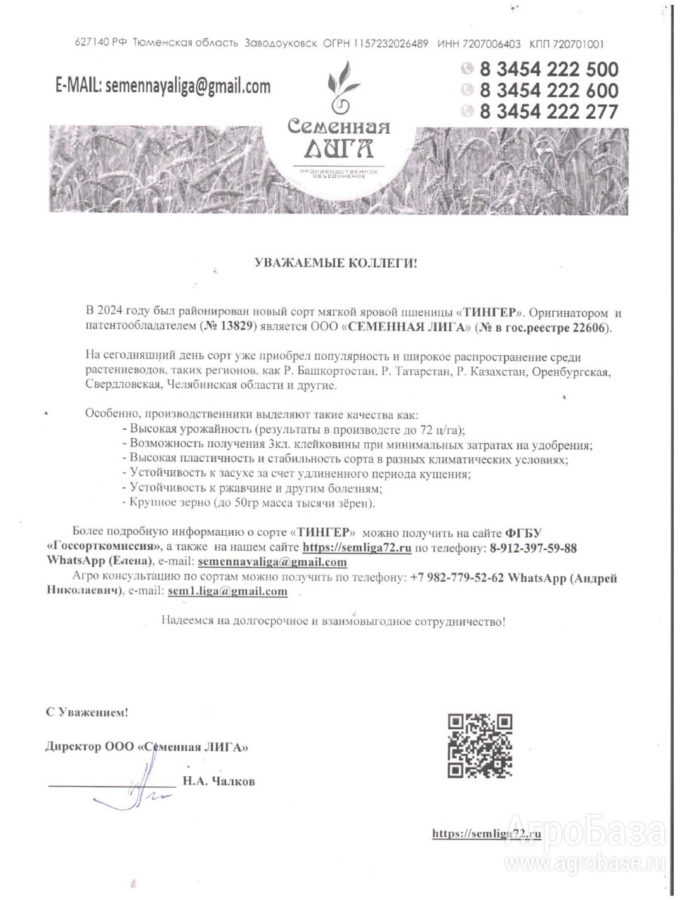 Компания «Семенная Лига» реализует семена оригинальных, элитных и репродукционных культур: