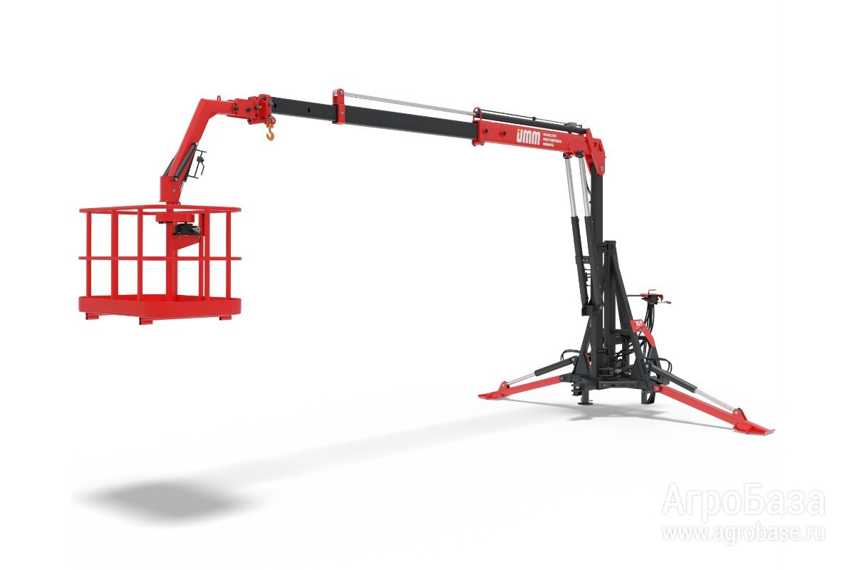 Кран манипулятор с грузовой корзиной тракторный навесной