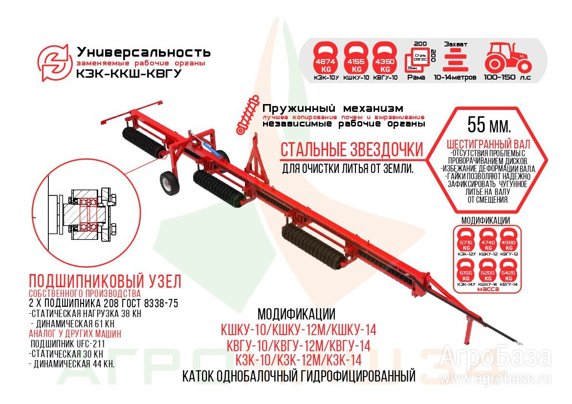Каток кольчато-зубчатый однобалочный КЗК-10