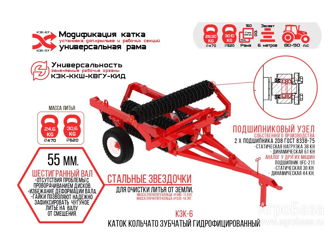 Каток кольчато-зубчатый складной КЗК-6
